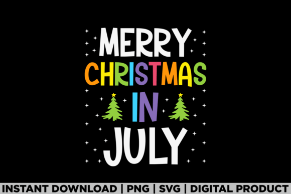 Merry Christmas in July Stars Summer Tee Graphics