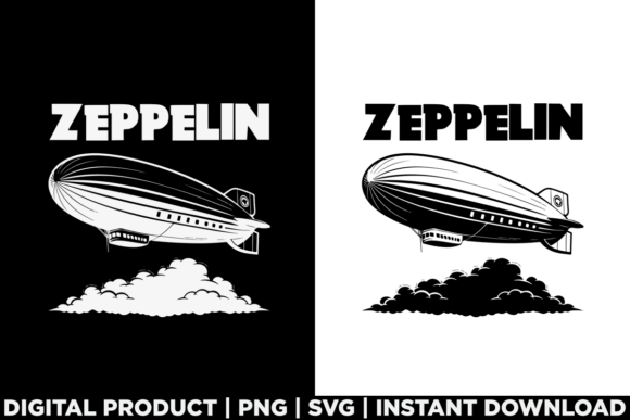 Retro Zeppelin 70s 80s Dirigible Airship Graphics
